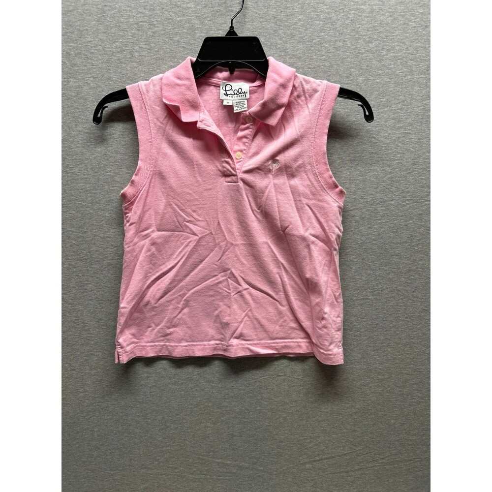 Lily Pulitzer Pink No Sleeve 2 Button Collard Shirt Size M